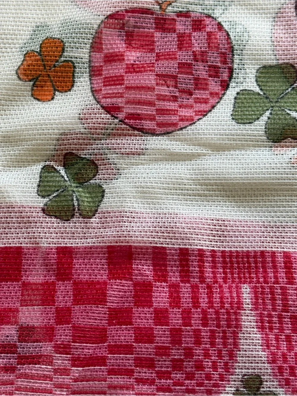 Material Fabric Fruit Print White Transparent